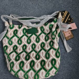 NWT Juicy Couture BFF Tote Green, White and Cream Patterned Bag